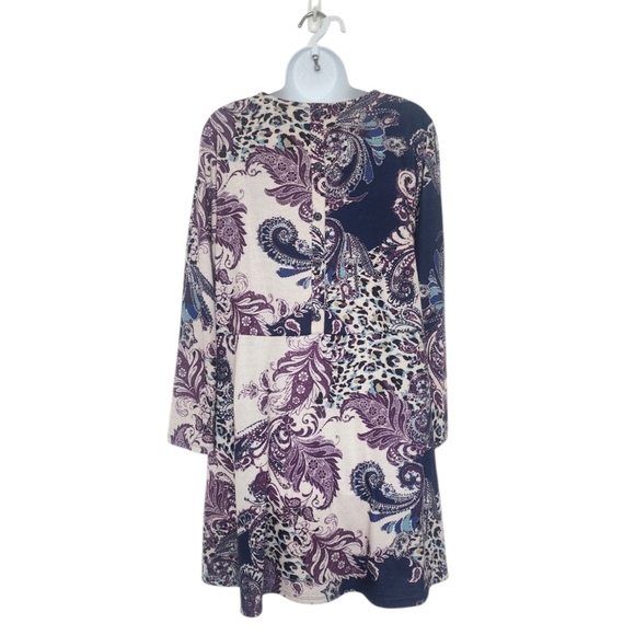 Chicos Womens Paisley Button-Back Tunic Size Large 2 Pockets High-Low Hem. - Picture 5 of 12